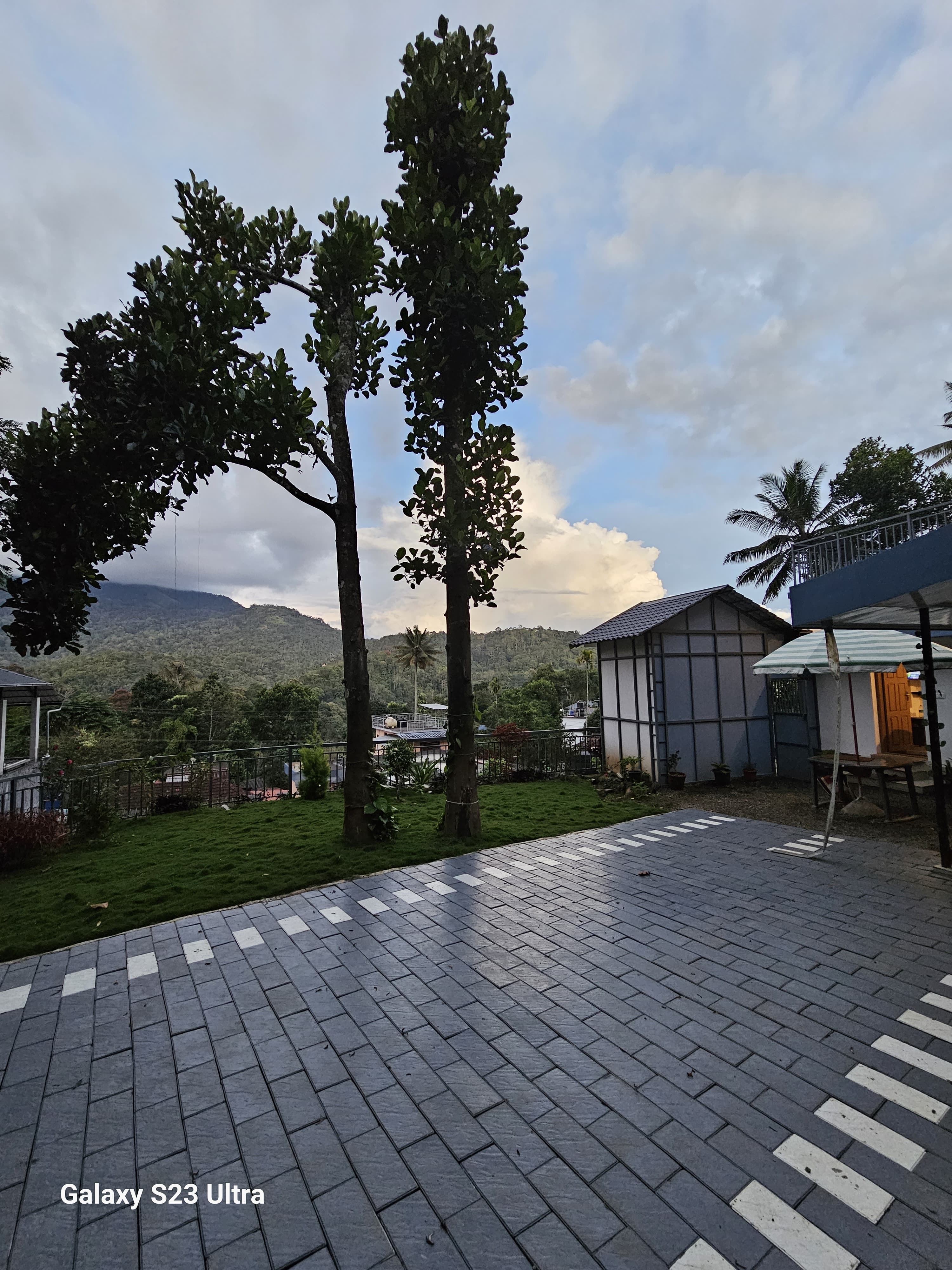 Peaceful garden walkway with traditional Kerala landscaping at Bhaskar Home